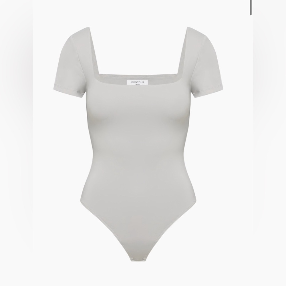 Aritzia Babaton Contour Straight Neck Bodysuit in Opal Grey